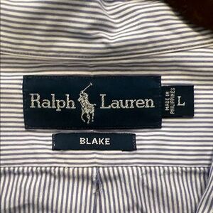 Ralph Lauren Blue and White Striped Button-Up Shirt